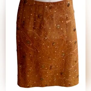 VINTAGE OSCAR DE LA RENTA SUEDE SKIRT SKIRT-EMBELLISHED LINED HIGH VALUE